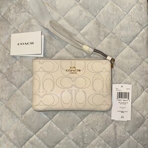 Coach Off-White Wristlet with Gold Accents